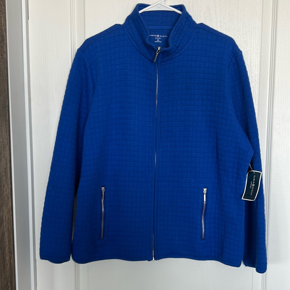 Karen Scott Sport Waffle Pattern Fleece Ultra Blue XL